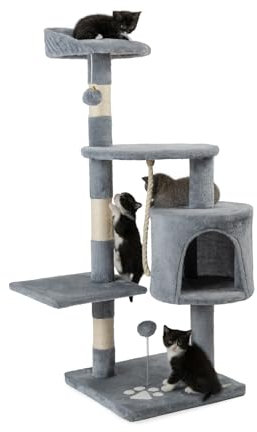 lionto Árbol rascador para Gatos Altura 112 cm, Gris Claro