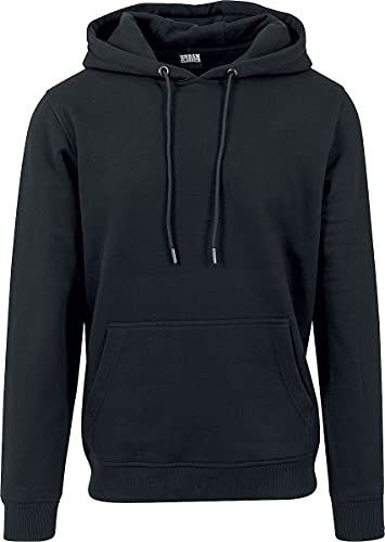 Urban Classics Herren Kapuzenpullover Basic Sweat Hoodie, einfarbiger Kapuzensweater mit Känguru Tasche, Kapuze verstellbar - Farbe Black, Größe M