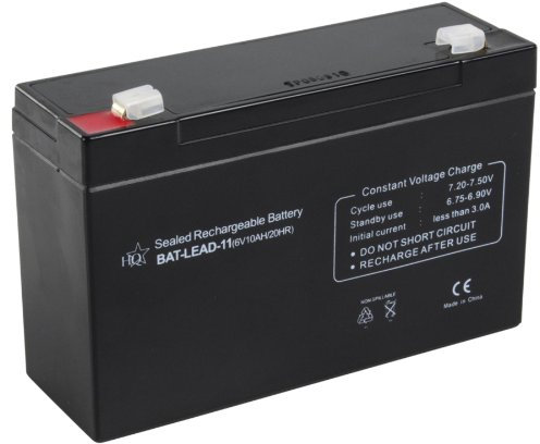 HQ Lead-Acid 6V 10Ah Sealed Lead Acid (VRLA) - Batteries de l'onduleur (Sealed Lead Acid (VRLA), 6 V, 1 pièce(s), Noir, 10000 mAh, 50 mm)
