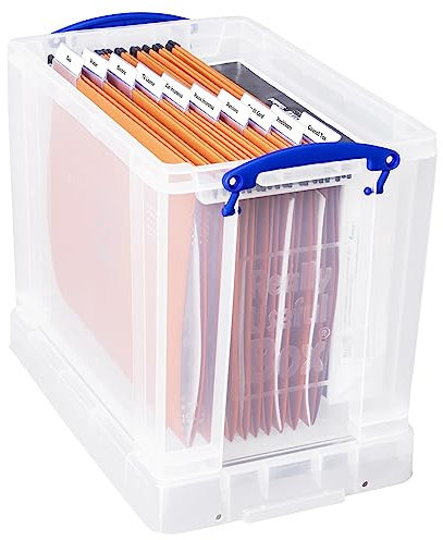Really Useful Filing Box Plastic with 10 suspension files A4 19 Litre W290xD255xH395mm Ref 19C&10susp