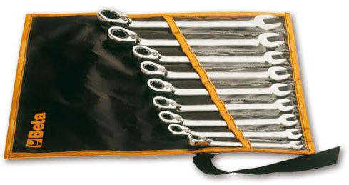 Beta 142/B9 - Juego de 9 llaves combinadas con carraca reversible (art. 142) en sobre