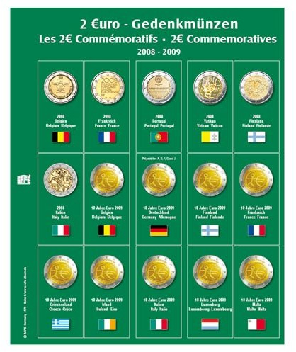 SAFE Premium-Münzblatt für 2-Euro-Gedenkmünzen 2008–2009
