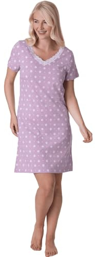 Camille Womens Smooth Soft Cotton Summer Nightshirts 14-16 Lilac Floral