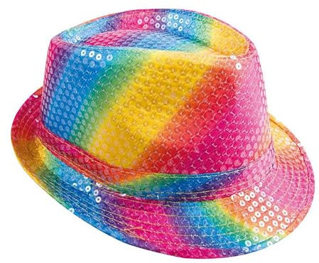 P'TIT CLOWN – 20200 – Borsalino-Hut mit Pailletten – Paillettenhut – Karneval, Festival, Silvester, Mottopartys, Kostümparty, Disco, Pailletten, Hochzeit, JGA – Unisex, Erwachsene – Mehrfarbig