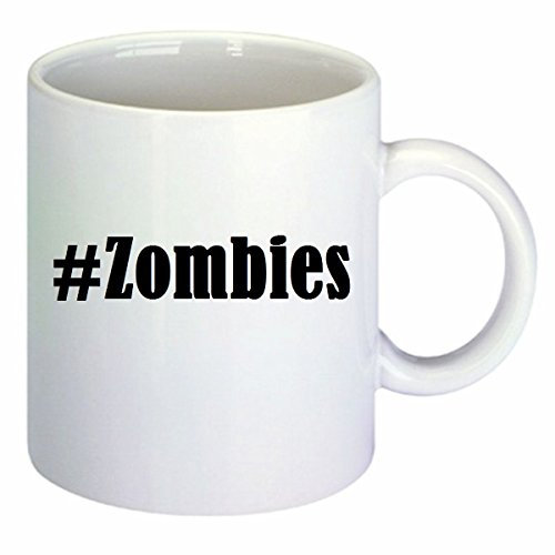 taza para café #Zombies Hashtag Raute Cerámica Altura 9.5 cm diámetro de 8 cm de Blanco