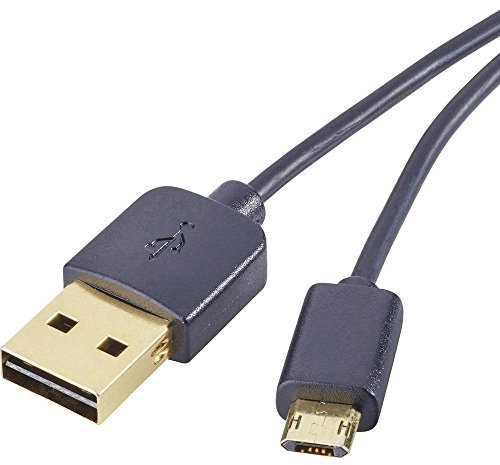 Renkforce USB-Kabel USB 2.0 USB-A Stecker, USB-Micro-B Stecker 1.00 m Schwarz beidseitig verwendbarer Stecker, vergolde