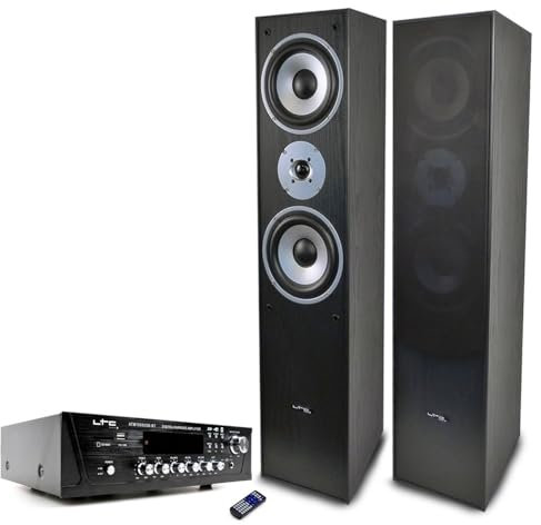 TCL L766-BL + ATM-7000USB : Paire d'enceintes colonnes 2 x 500 W, Amplificateur 2 x 50W USB/SD, Bleu, Moderne, 2 ans de garantie