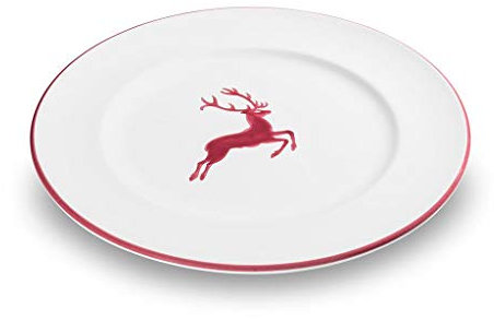 GMUNDNER KERAMIK Speiseteller Gourmet Durchmesser : 27 cm bordeauxroter Hirsch Geschirr, handgemacht in Österreich