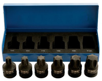 Laser 4947 Heavy Duty Torx® Socket Bit Set 1/2D 6pc