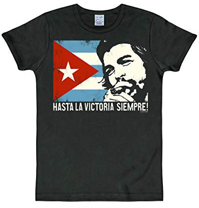 Logoshirt® Che Guevara I Cuban Flag | T-Shirt Print | Damen & Herren | kurzärmlig | schwarz | Lizenziertes Originaldesign | Größe XS