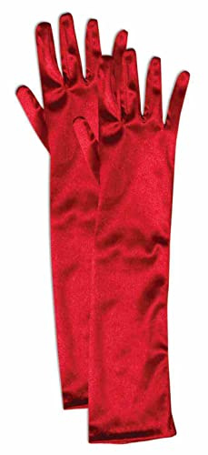 Forum Novelties Formal Opera Evening Satin Long Costume Gloves for Girls - Child Size , Red