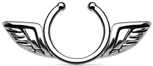 Tapsi´s Coolbodyart® Brustpiercing Fake Edelstahl Chirurgenstahl 316L Schild Engel Flügel