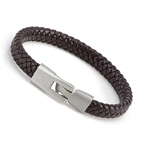 Gemini Armband (braun), hochwertiges Leder, Hakenverschluss polierter Edelstahl, maskulines Design für Boys, Girls, Herren, Damen, Unisex, 20,3 cm (Länge)