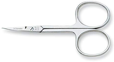 3 Claveles Tijeras De Manicura, Curvas, Acero Carbono - 3.5 (9 Cm), Para Cortar Cutículas, Niquelada, color Gris, 9 cm, 30 g, 1 unidad