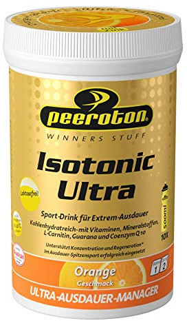 Peeroton Isotonic Ultra Orange- Kohlenhydratreiches Elektrolyt Pulver mit Mineralstoffen und Vitaminen, isotonisches Hochleistungs Getränk mit Colostrum Komplex Q10-300 g