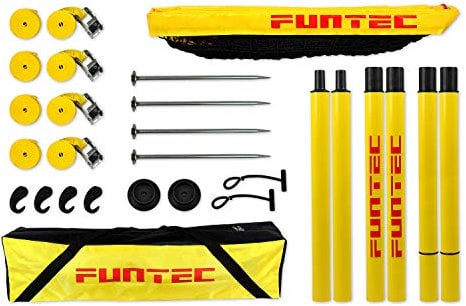 Funtec Beach Champ Set - transportable Beachvolleyball-Netzanlage mit Profinetz