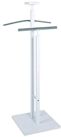 HAKU Herrendiener chrom Schlafzimmer stummer Diener Bad weiß, MDF Metall - Maße: B 33 x H 109 x T 33 cm, Style: Modern
