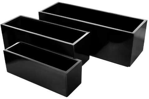 Primrose Fibreglass Trough Outdoor Planter Black Gel Coat Large 120cm x 40cm (47.2in x 15.75in)