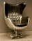 Casa Padrino Art Deco Lounge Chair Drehstuhl Sessel Aluminium/Echt Leder Schwarz Ei-Form - Club Sessel - Lounge Sessel - Vintage Airplane Möbel