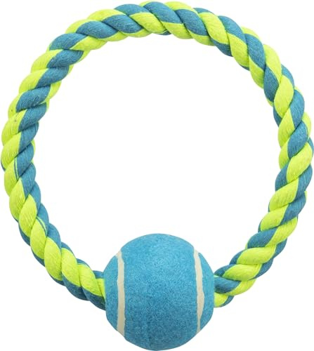 TRIXIE dew ring with tennis ball, 3266, ø 6 cm/ø 18 cm, petrol/lime
