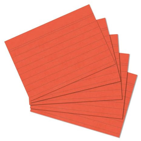 Herlitz 10901171 Karteikarte A5, 100 Stück, Papier, Orange, Liniert