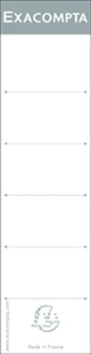 Exacompta 537E 10er Pack Ordner-Rückenschild. Etiketten 48 x 185 mm zum Einstecken in Ordner weiß mit Beschriftungslinien