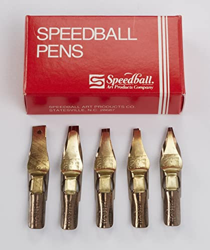 Speedball LC Left-Handed Series Pen Nib Set, Set of 6 Broad Edge Nibs, Triple-Reservoir Design, Calligraphy Ink Pen, Handwriting, Lettering, Fountain, Crow, For Artist Caligraphy Set, Silver