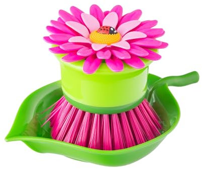 VIGAR Cepillo Lavaplatos de Mano con Bandeja de Color Magenta, Rosa, 8 x 8 x 8 cm