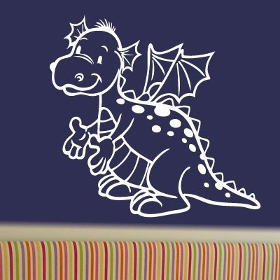 wandtattoo-factory Kinder Drachen 90x60cm - Farbe: Schwarz