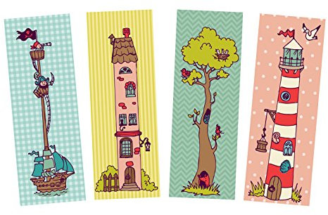 Nastami Lesezeichen Abendteuer Set 4-teilig, Einschulung Geschenk,