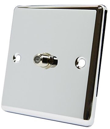 AET CPC1GSKY Polished Chrome Classical 1 Gang Sky F Type Socket for Satellite Outlets, 240 V