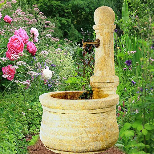 Gartentraum Fontana da Giardino in Pietra con Pompa - Provenzale/Portland Bianco
