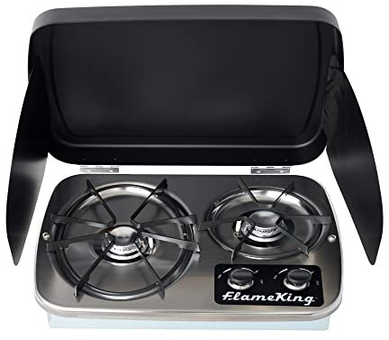 SCOBUTY Flame King YSNHT600 LP - Estufa de gas con 2 quemadores para RV con tapa