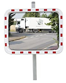 Verkehrsspiegel H600xB800mm Kunststoff,rot/weiß 22m