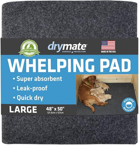 Drymate Tapis de Doublure de boîte de Mise Bas, 48 ​​x 50 - Tampon de Mise Bas pour Chien Lavable, réutilisable et Absorbant - Peut être coupé pour s'adapter, fabriqué aux États-Unis
