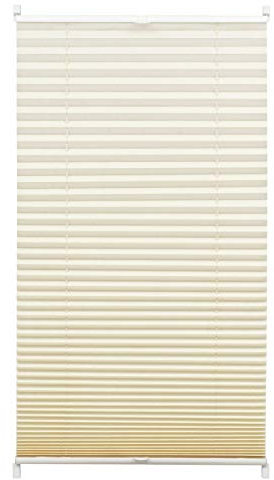 Gardinia Plissee zum Klemmen, Blickdichtes Faltrollo, Alle Montage-Teile inklusive, EASYFIX Plissee Stoff verspannt mit zwei Bedienschienen, Creme, 70 x 130 cm (BxH)