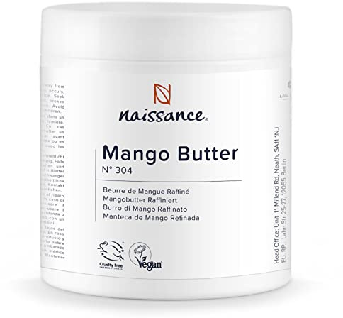 Naissance Refined Mango Butter (No. 304) - 500g - Moisturising and Nourishing - for Aromatherapy, Skincare, Haircare, Massage and DIY Beauty Recipes