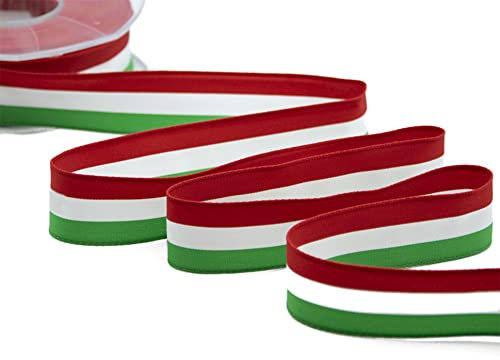 Furlanis - Satinband Italienische Flagge, Dekoratives Band für Pakete, gebrannte Mandeln, italienischer Stoff - 25 mm x 25 m