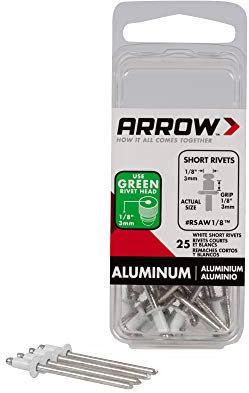 RSAW1/8 - Remaches cortos de aluminio blanco (1/8, 25 unidades)