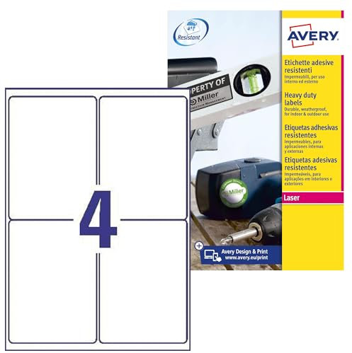 Avery Zweckform Wetterfeste Folien-Etiketten/L4774-20 99,1 x 139 mm weiß Inh.80