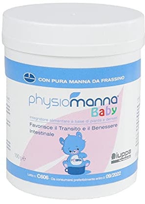PHYSIOMANNA BABY con pura Manna da Frassino, camomilla, melissa e finocchio, per il benessere gastrointestinale per bambini da 0 a 3 anni – barattolo, 100 gr