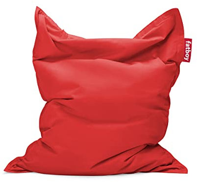 Fatboy Original Stonewashed Rot Sitzsack | Klassischer Indoor Beanbag aus Baumwolle, Sitzkissen | 180 x 140 cm