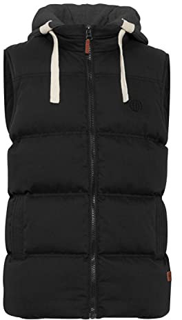Blend BHJens Herren Weste Steppweste Outdoor Weste mit Kapuze Stehkragen Eingrifftaschen Regular fit, Größe:L, Farbe:Black (70155)