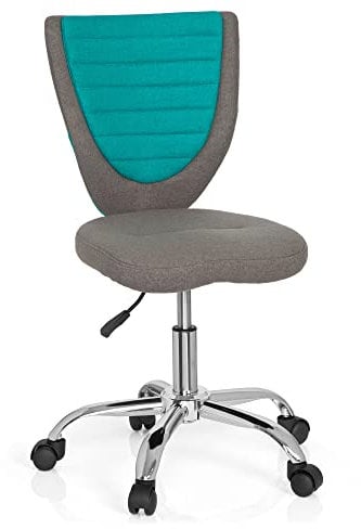 hjh OFFICE 670630 Kinder-Schreibtischstuhl KIDDY Comfort Jugend Bürostuhl höhenverstellbar, Filz-Bezug Grau/Türkis