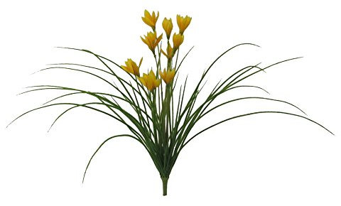 creativ home Kunstpflanze Gras - WILDKROKUSBUSCH mit 9 Krokus - Blüten. Ca 43 cm. In GELB-30