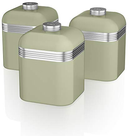 Swan SWKA1020GN Retro Set of 3 Canisters, 1 Litre, Green