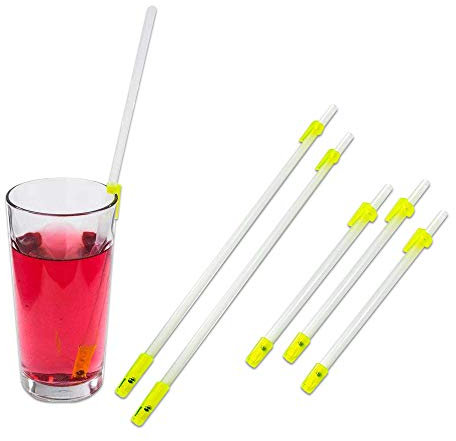 Pack of 6 One Way Drinking Straws - 3 x 180mm (7) Straws and 3 x 250mm (10)