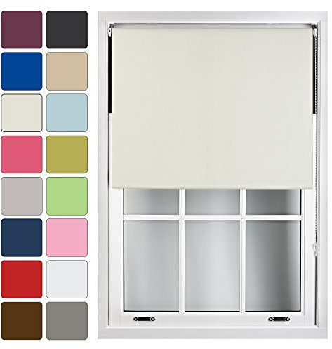 FURNISHED Roller Blinds Window Blackout Blind - 100% Black Out Thermal Fabric Easy Fit Fittings - Custom Made to Measure Blackout Blind Bedroom Bathroom Kitchen, Cream Beige, Up to 60W x 165H cm