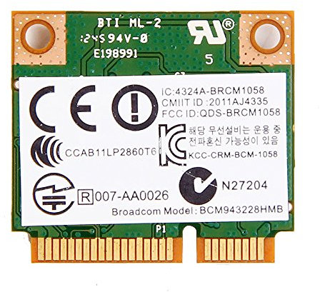 HP Broadcom BCM943228HMB 2.4/5GHz 300Mbps Dual Band Wireless 4.0 Bluetooth Network Adapter for HP 210 G1 ProBook 640 G1