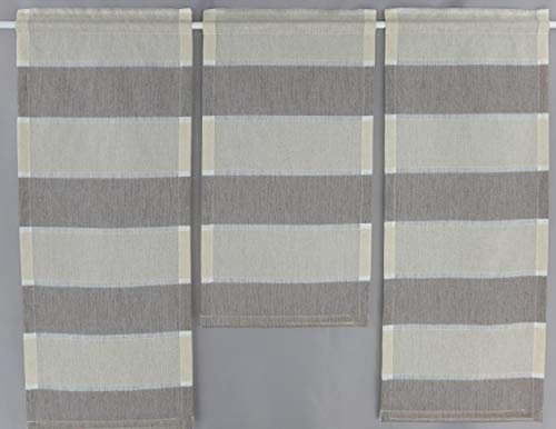 Gardinen Röttger Miniflächen-Set braun beige quer gestreift Scheibengardine